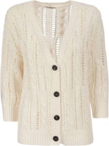 PESERICO Tricot cardigan with buttons Wit Dames