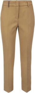 PESERICO Trousers with slits in stretch viscose canvas Beige Dames