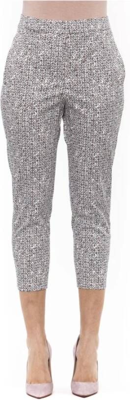 PESERICO Chique Witte Enkellange Broek met Print White Dames