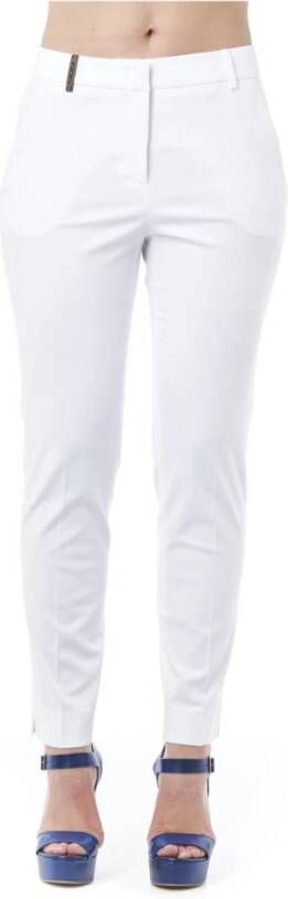 PESERICO Hoge Taille Slim Fit Katoenen Jeans White Dames