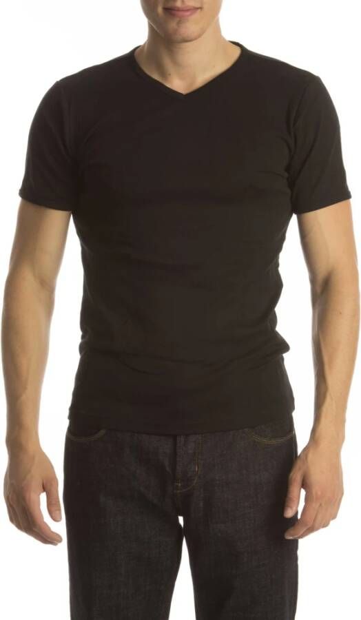 Petrol Benzine T-shirt Basic V-hals zwart (4P) Zwart Heren