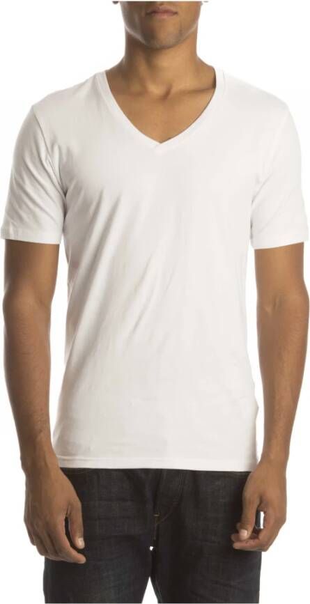 Petrol Benzine T-shirt stretch V-Hals WIT (2P) White Heren