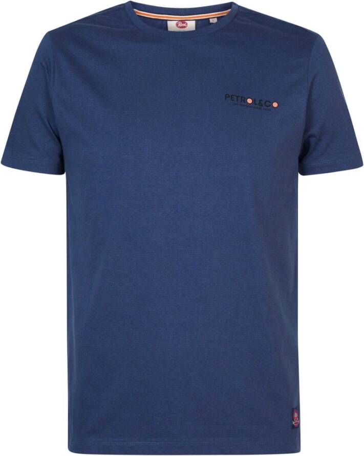 Petrol T-Shirt Print Navy Blauw Heren