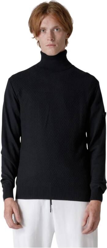 Peuterey Acid-dyed knitted jumper in cotton-wool blend Blauw Heren