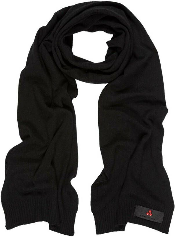 Peuterey Wollen mix gebreide sjaal met logo-dragende strip Zwart Unisex