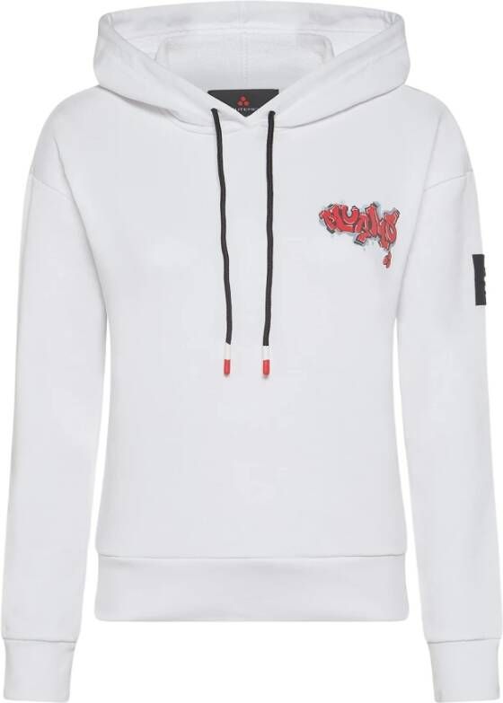 Peuterey Biologisch katoenen hoodie met wijde capuchon Wit Dames