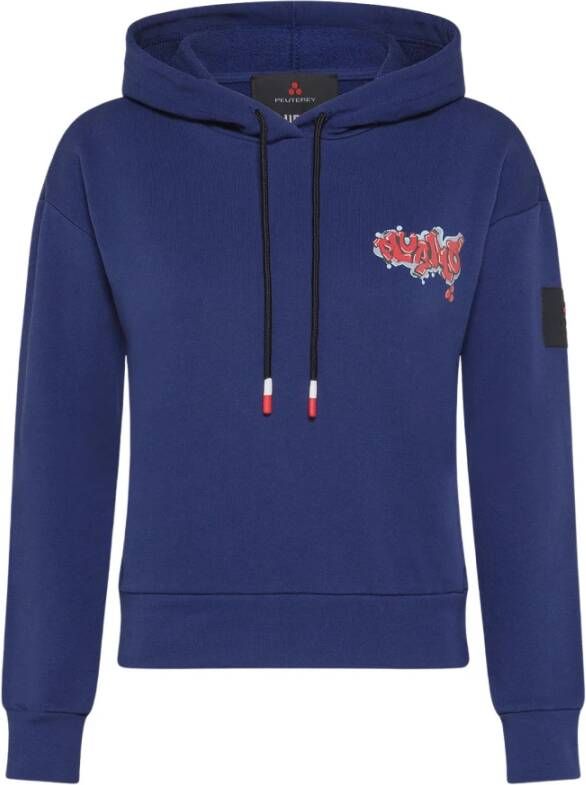 Peuterey Biologisch katoenen trui met wijde capuchon Blauw Dames