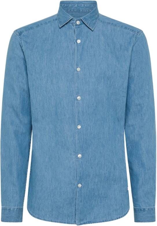 Peuterey Elegante Denim Overhemd voor Heren Blauw Heren