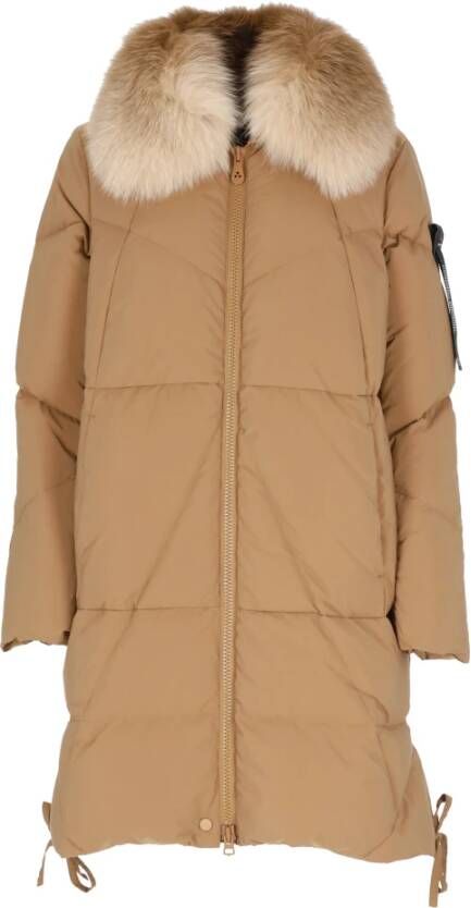 Peuterey Long down jacket with matching colour fur Beige Dames