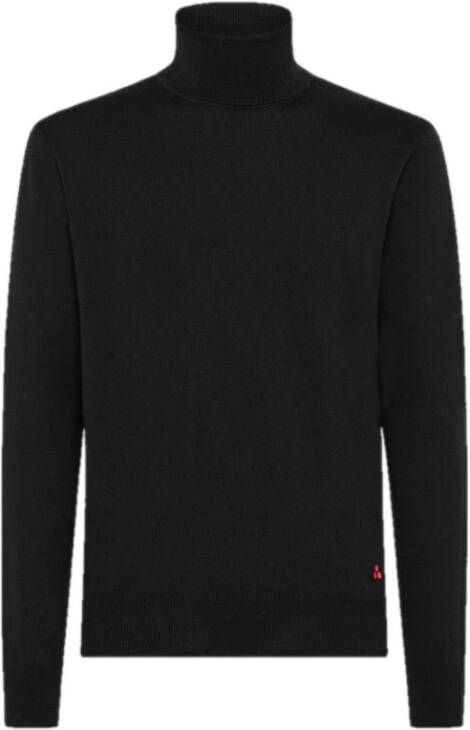 Peuterey High neck cotton and wool knitted sweater Zwart Heren