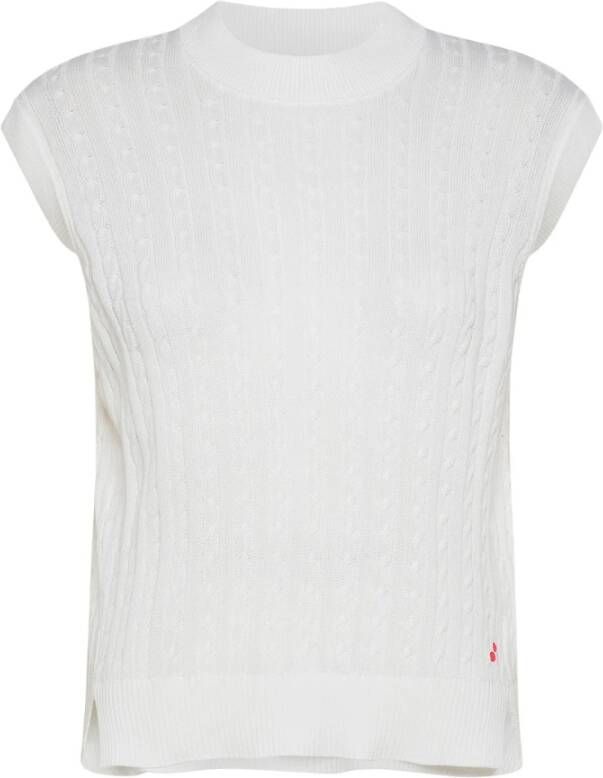 Peuterey Comfortabele Katoenen Gebreide Vest Wit Dames