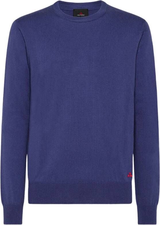 Peuterey Cotton and wool knitted sweater Blauw Heren