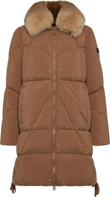 Peuterey Long down jacket with matching colour fur Beige Dames