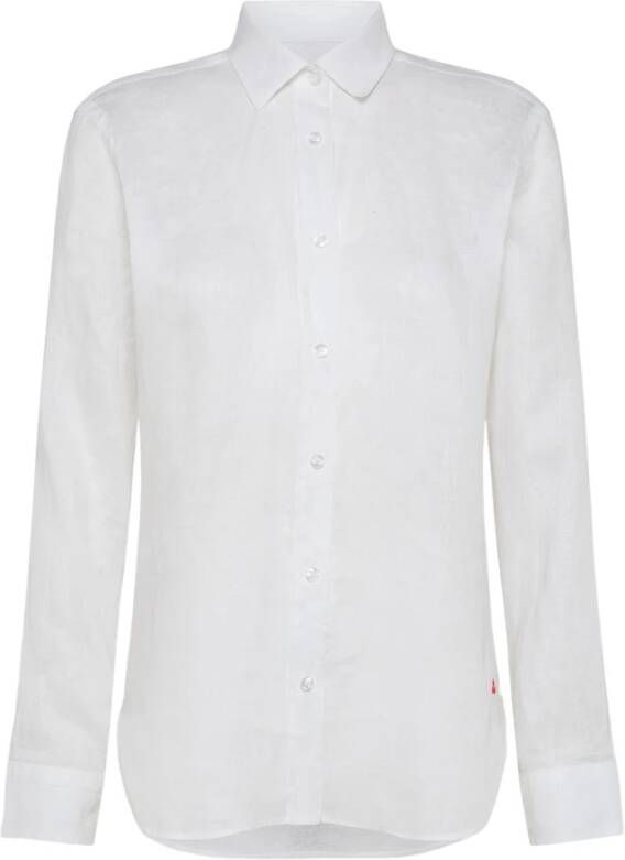 Peuterey Linnen Overhemd Lange Mouwen Franse Kraag White Dames