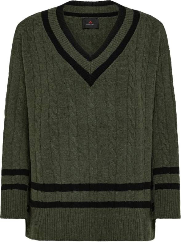 Peuterey Gekaart merino wollen trui Groen Dames
