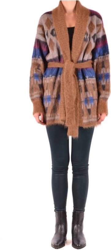 Peuterey Geometrische Mohair Cardigan Bruin Dames