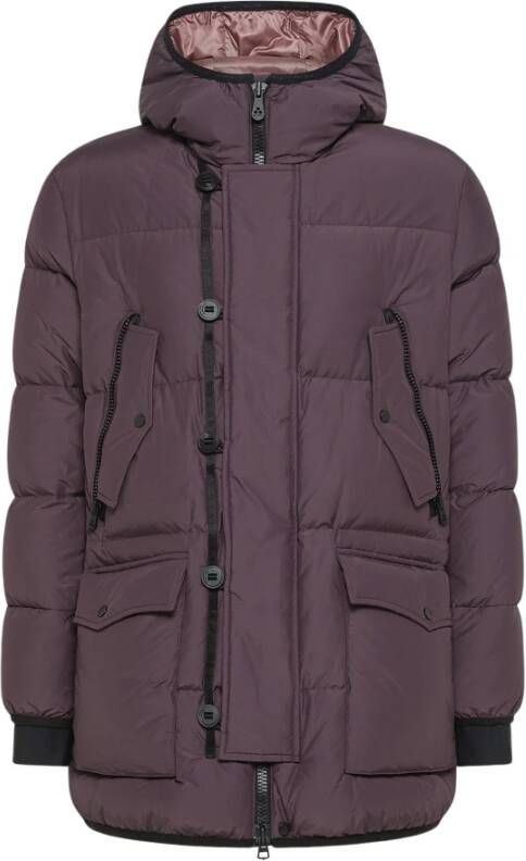 Peuterey Glanzende Comfortabele Parka met Functionele Zakken Bruin Heren