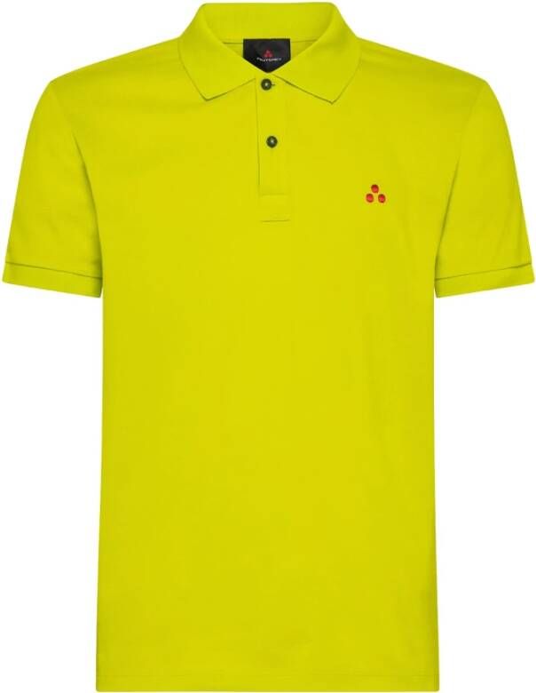 Peuterey Glanzende katoenen piqué polo shirt Yellow Heren
