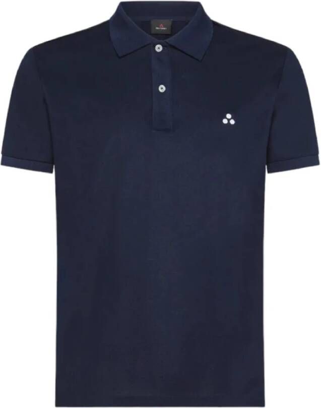 Peuterey Blauw Heren Polo Shirt met Logo op Kraag Blue Heren