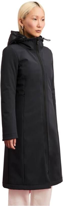 Peuterey Lange gladde jas met afneembaar interieur Black Dames