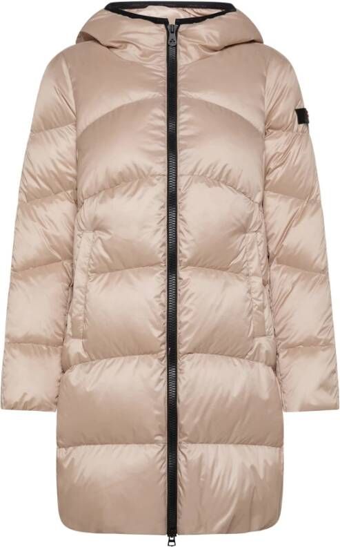 Peuterey Long down jacket in recycled fabric Beige Dames