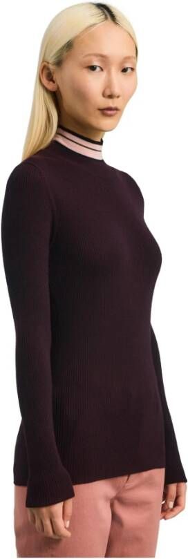Peuterey Merinos wollen trui met contrasterende kleur strepen Gray Purple Dames
