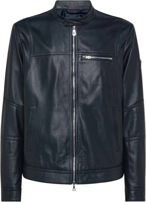 Peuterey Moderne Horsehide Biker Jack Blauw Heren