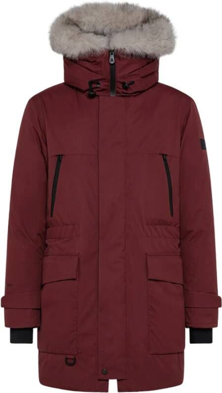 Peuterey Parka in ripstop met vossen kraag Rood Heren