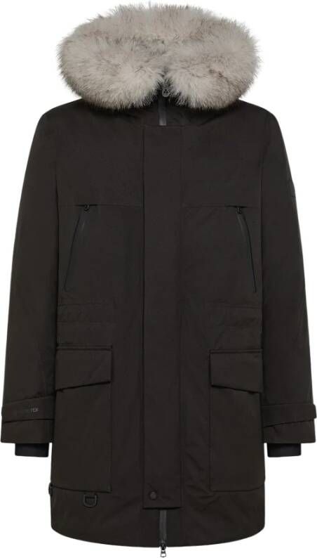 Peuterey Parka in ripstop met vossen kraag Zwart Heren