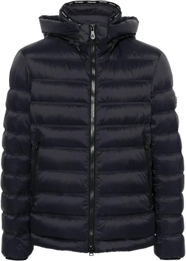 Peuterey Blauwe gewatteerde pufferjas met logo patch Blue Heren - Foto 7