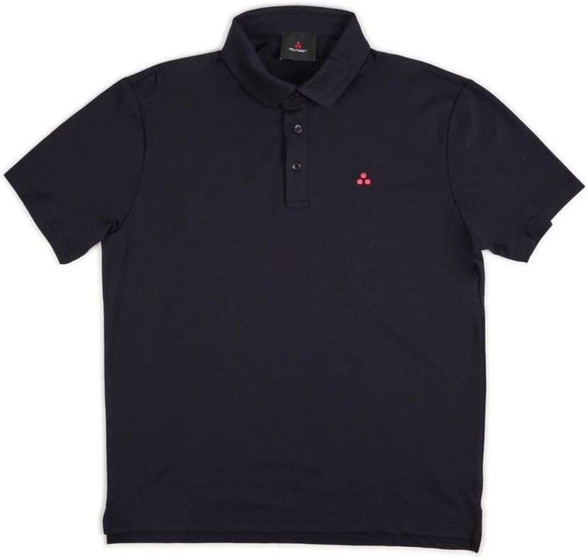 Peuterey Comfortabele Katoen en Zijde Polo Shirt Blue Heren