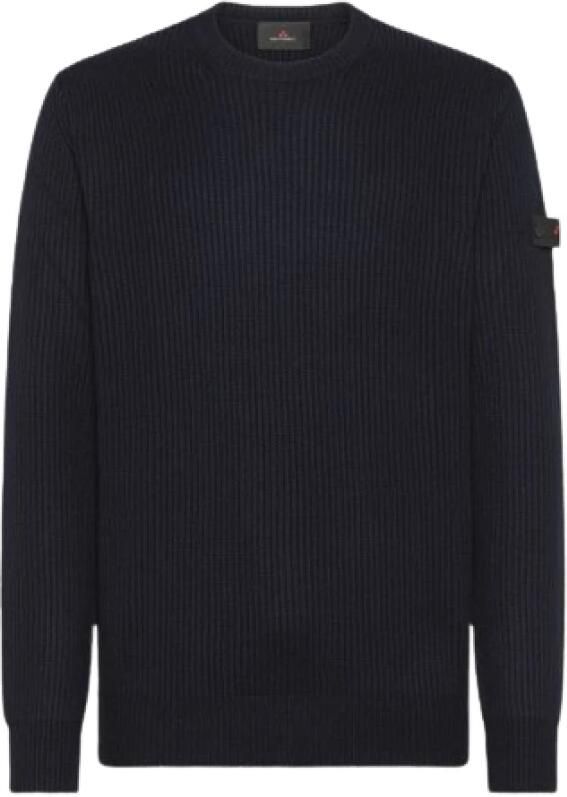 Peuterey Blauwe Geribbelde Trui Diver 01 Blue Heren