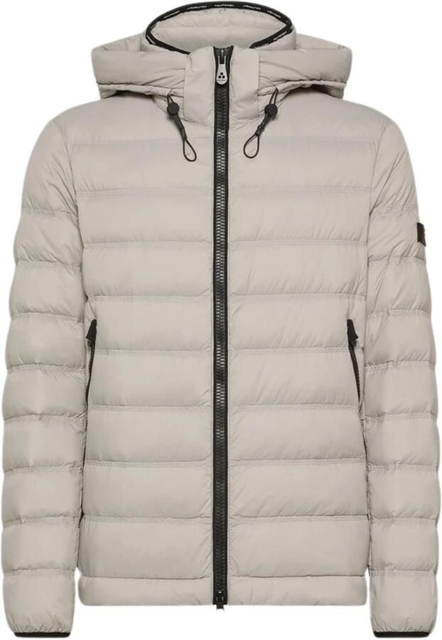 Peuterey Lichtgrijze gewatteerde jas met afneembare capuchon Gray Heren