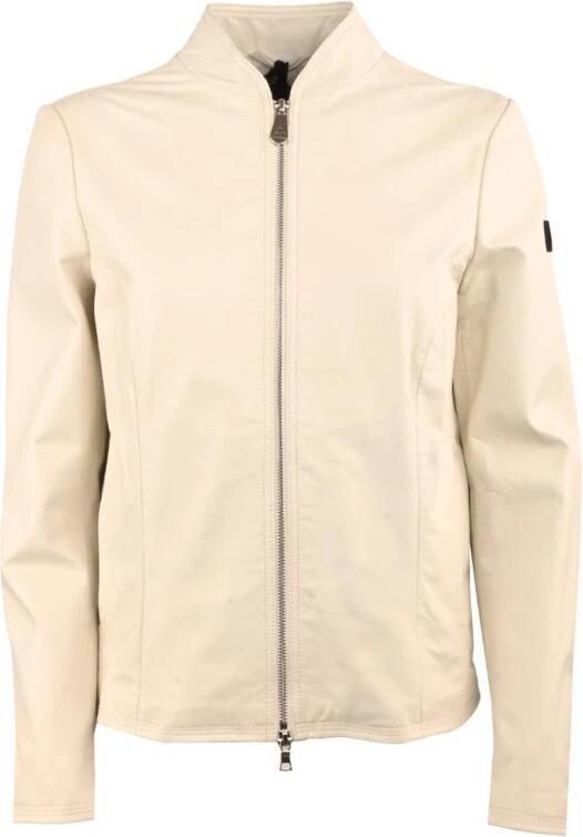 Peuterey Stijlvolle Beige Leren Jas met Rits Beige Dames