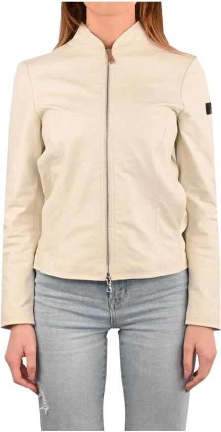 Peuterey Stijlvolle Beige Leren Jas met Rits Beige Dames - Foto 2