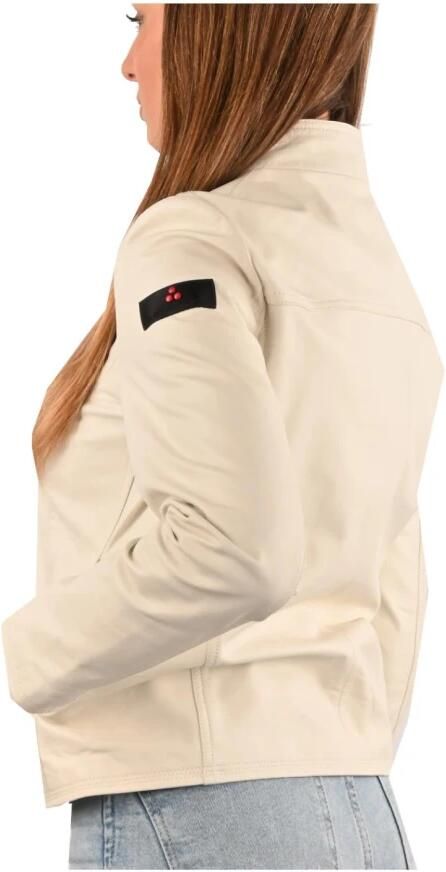 Peuterey Stijlvolle Beige Leren Jas met Rits Beige Dames - Foto 3