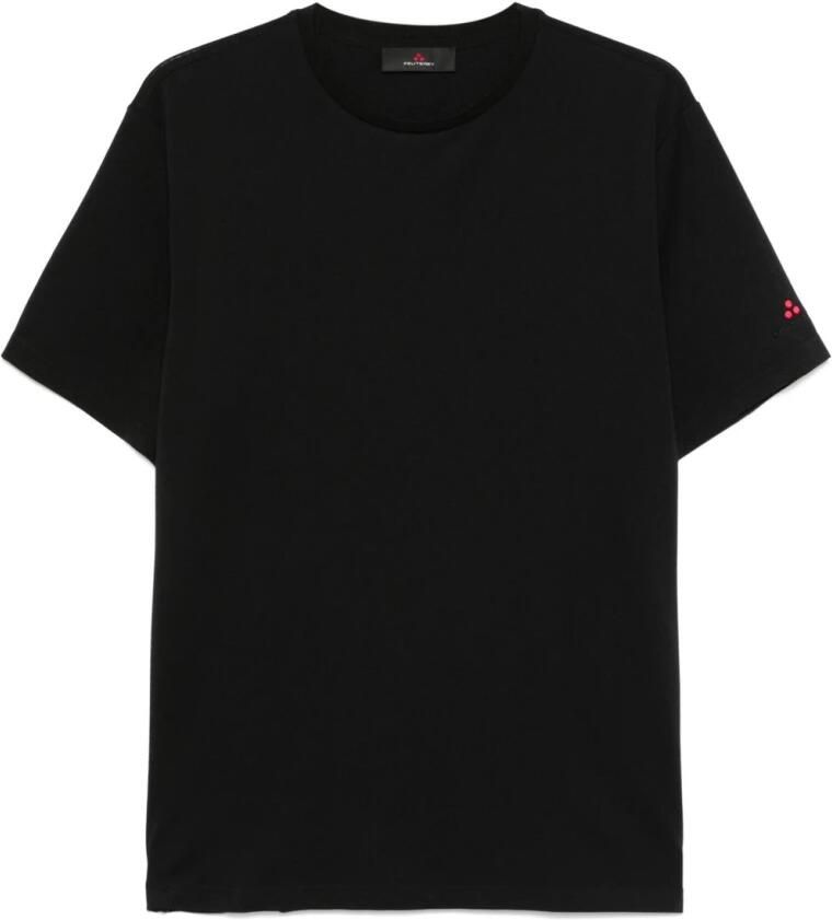 Peuterey Zwart Logo Geborduurde T-shirts en Polos Black Heren