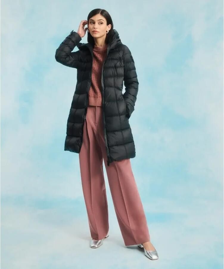 Peuterey Zwarte gewatteerde halflange jas met funnel-neck Black Dames - Foto 2