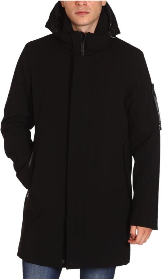 Peuterey Minimalistische Drielaagse Trenchcoat met Milieuvriendelijke Voering Black Heren