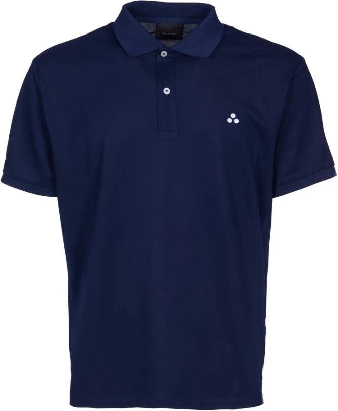 Peuterey Blauw Heren Polo Shirt met Logo op Kraag Blue Heren