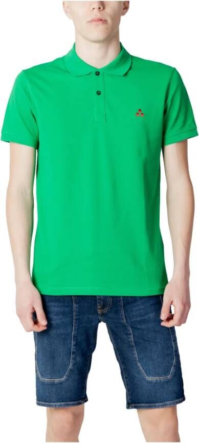 Peuterey Glanzende katoenen piqué poloshirt Groen Heren