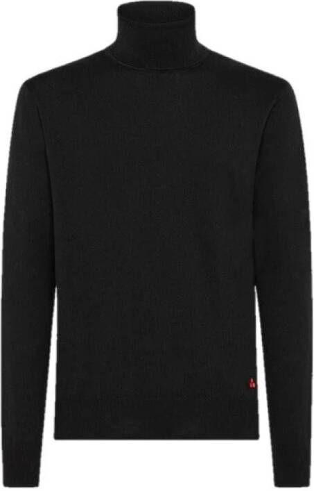 Peuterey High neck cotton and wool knitted sweater Zwart Heren