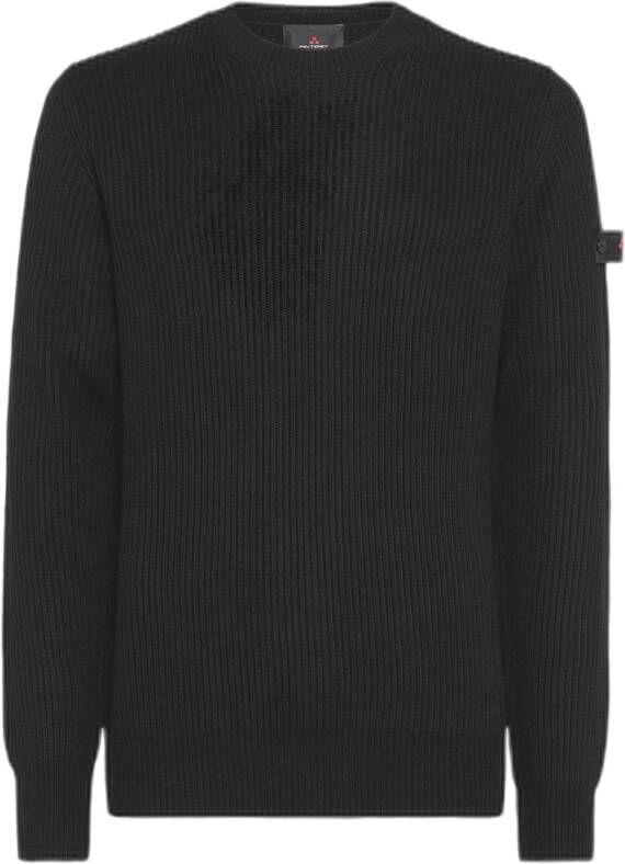 Peuterey Minimalistische Gebreide Crew-neck Sweater Black Heren