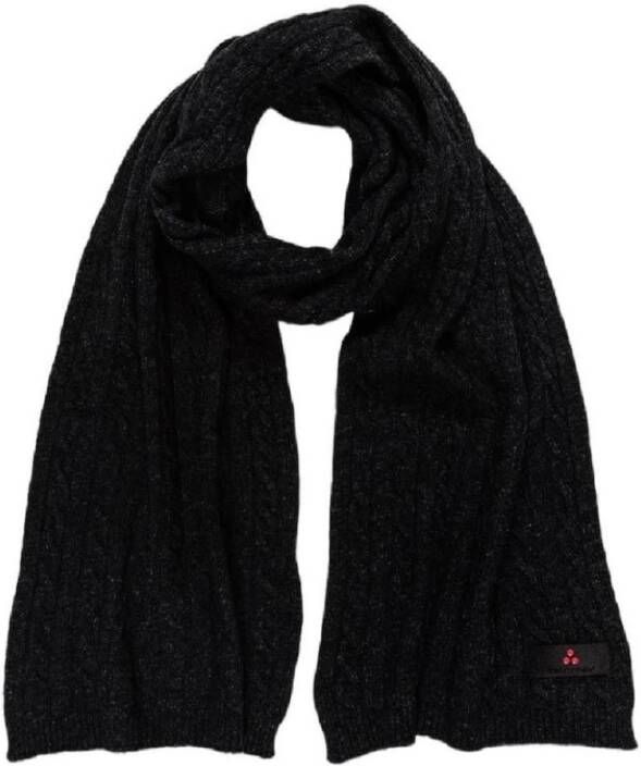 Peuterey Zwarte geribbelde wollen en katoenen blend dames sjaal Black Heren