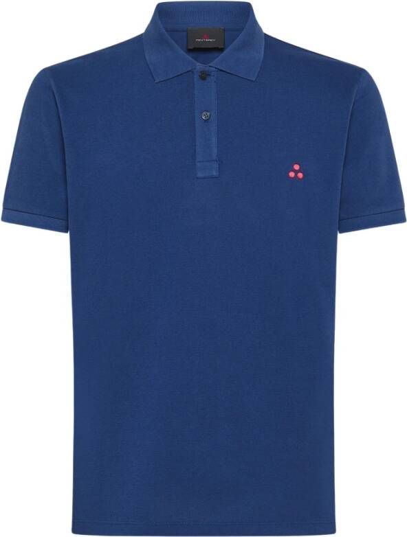 Peuterey Slim Fit Glanzende Katoenen Piqué Polo Blauw Heren