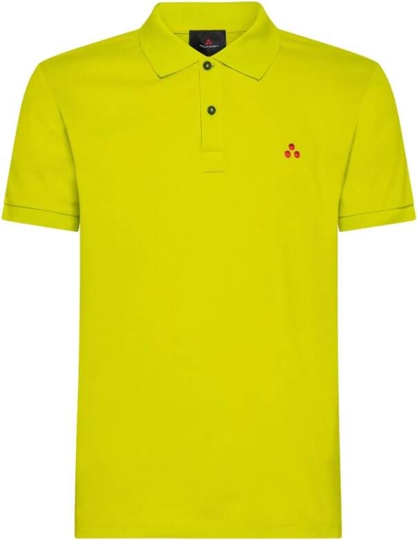 Peuterey Glanzende katoenen piqué polo shirt Yellow Heren