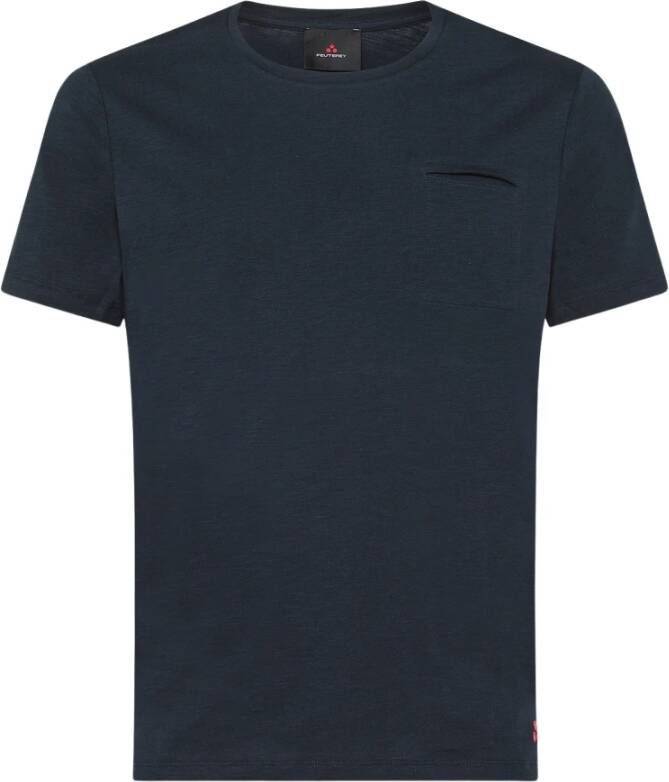 Peuterey T-shirt with embroidered logo Blauw Heren