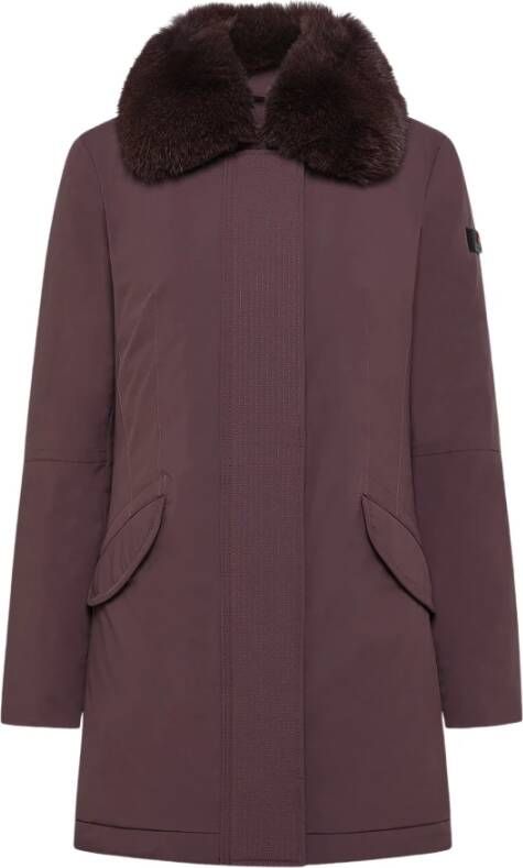 Peuterey Slanke jas met bont Purple Dames