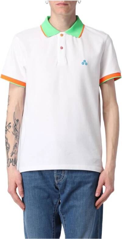 Peuterey Slim Fit Contrast Polo Shirt Wit Heren