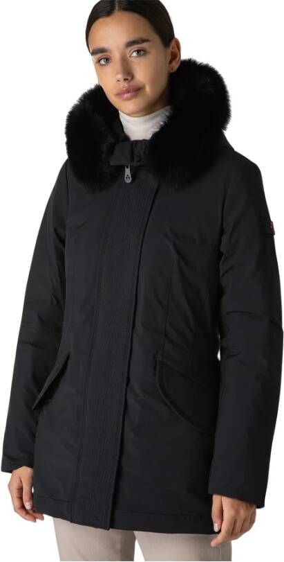 Peuterey Slim fit jacket with matching colour fur Zwart Dames